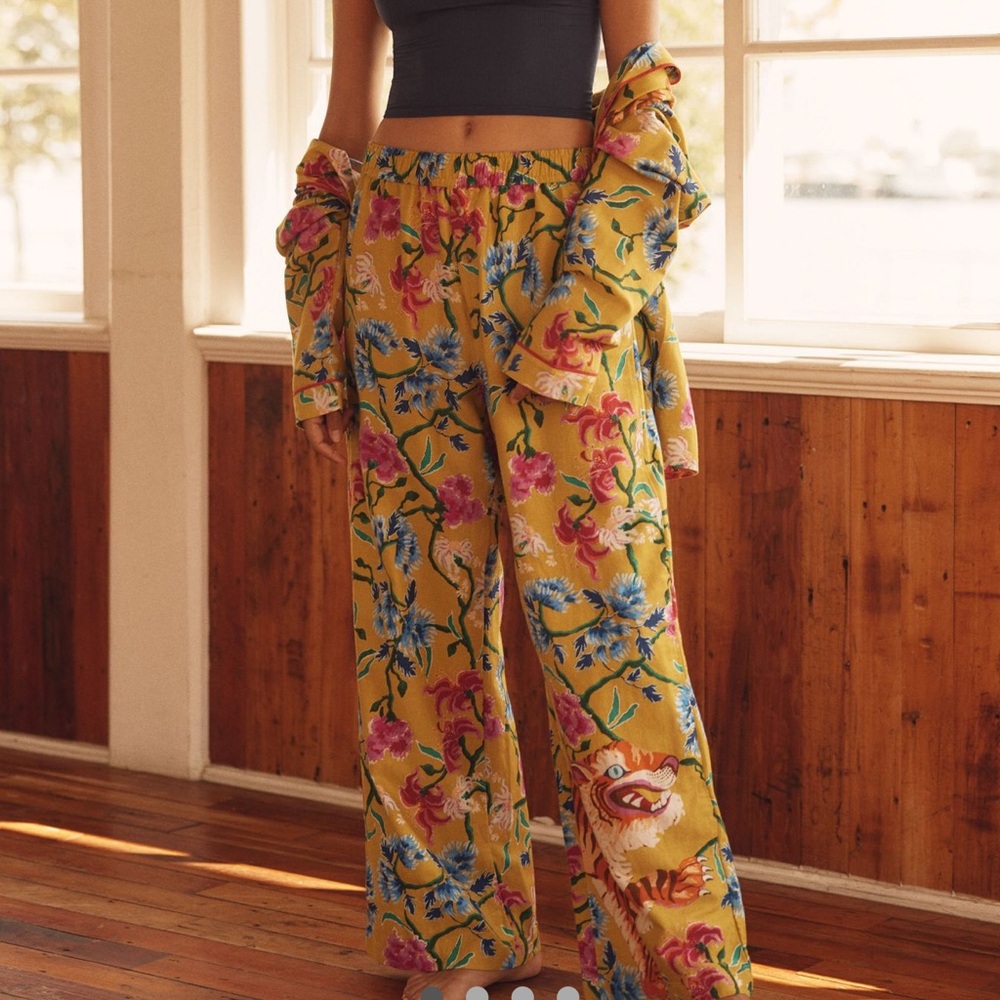 LyreBird Paige Gemmel Citron Tiger Print Pajama Pants
